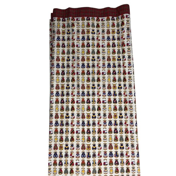 KING FLAT Tommy Hilfiger Royal Arms Crest Plaid Chambray Top Sheet Vintage - Picture 10 of 10